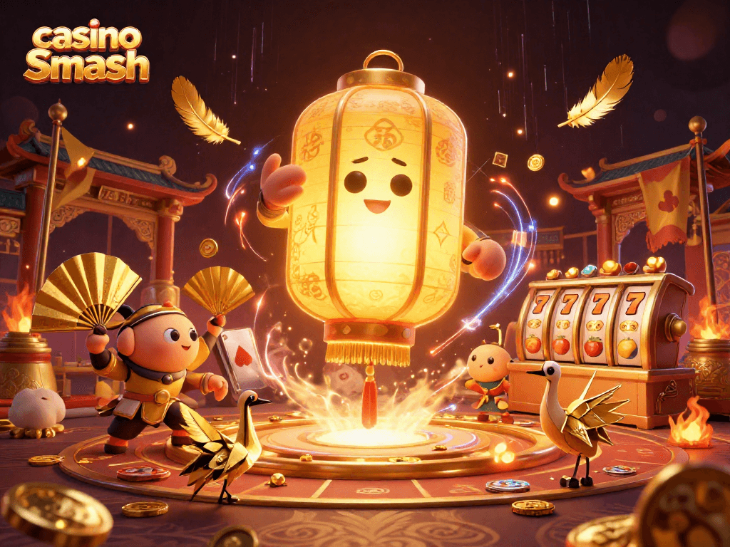 Experience thrilling gameplay at casino Smash with vibrant characters and dynamic elements in this engaging illustration.
