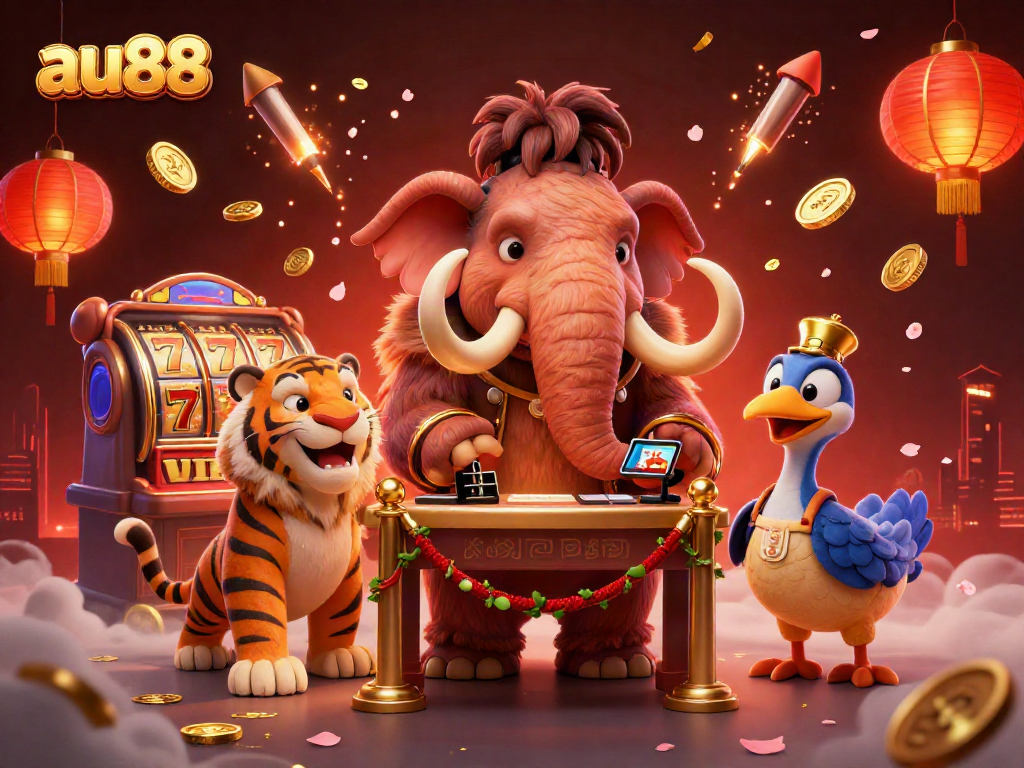 Immerse in an exciting au88 casino scene with vibrant characters and dynamic elements.