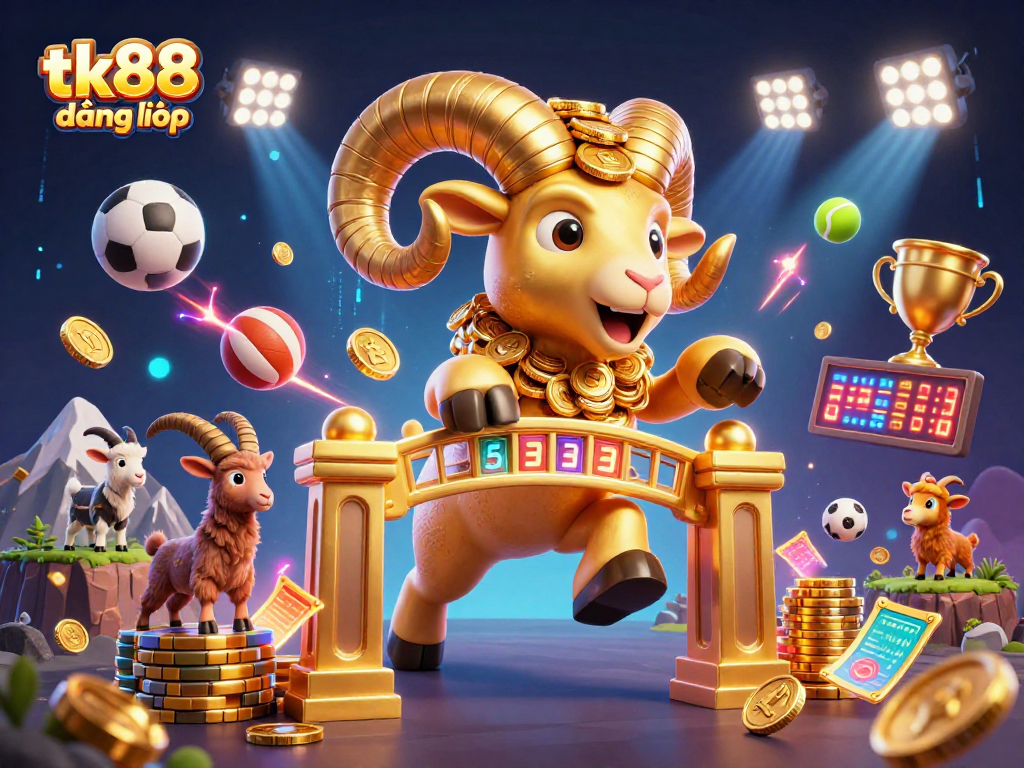 Experience thrilling action in the casino with tk88 đăng nhập as the ram charges through golden gates surrounded by sports excitement.