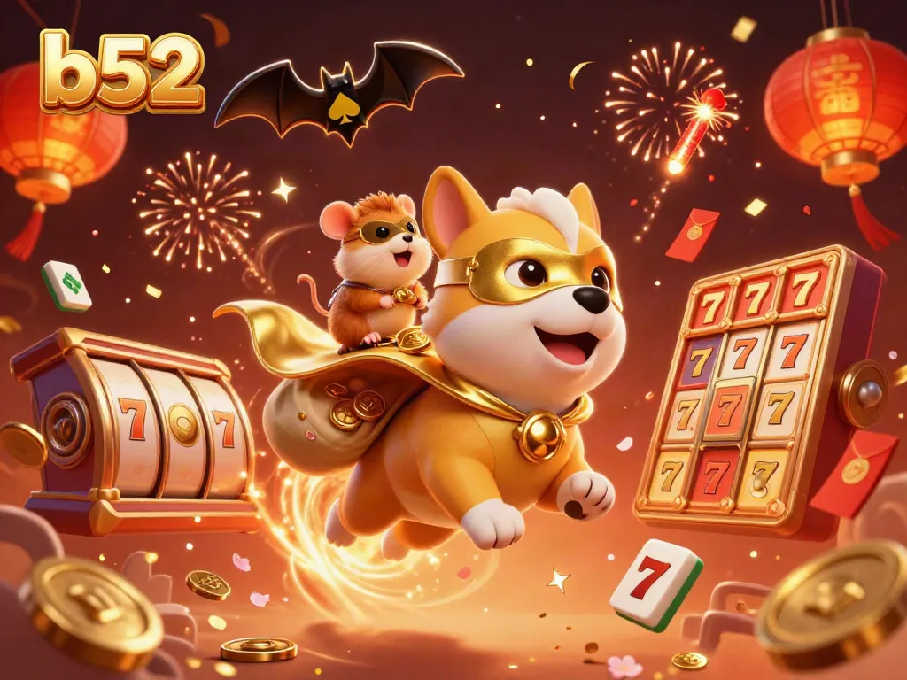 Win big at b52 with a superhero dog and playful casino elements, capturing the thrill of gaming.