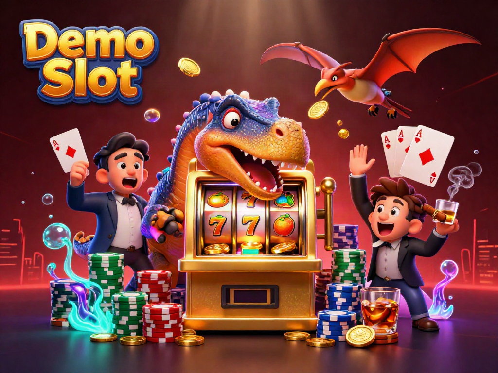Engage with the Demo Slot experience as a pachycephalosaurus activates a winning jackpot.