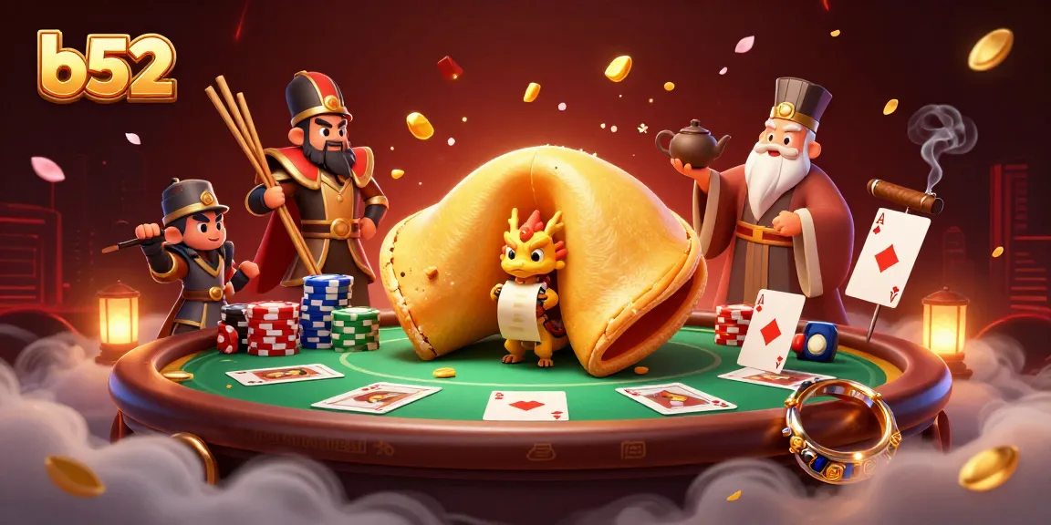 Engage with B52's vibrant casino scene featuring a wise dragon and winning poker elements.