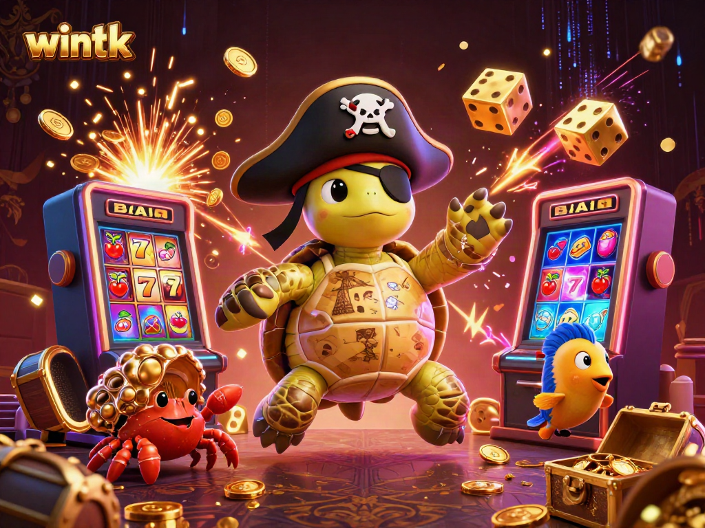 Experience thrilling wins at Wintk Casino with a lively pirate turtle and treasures!