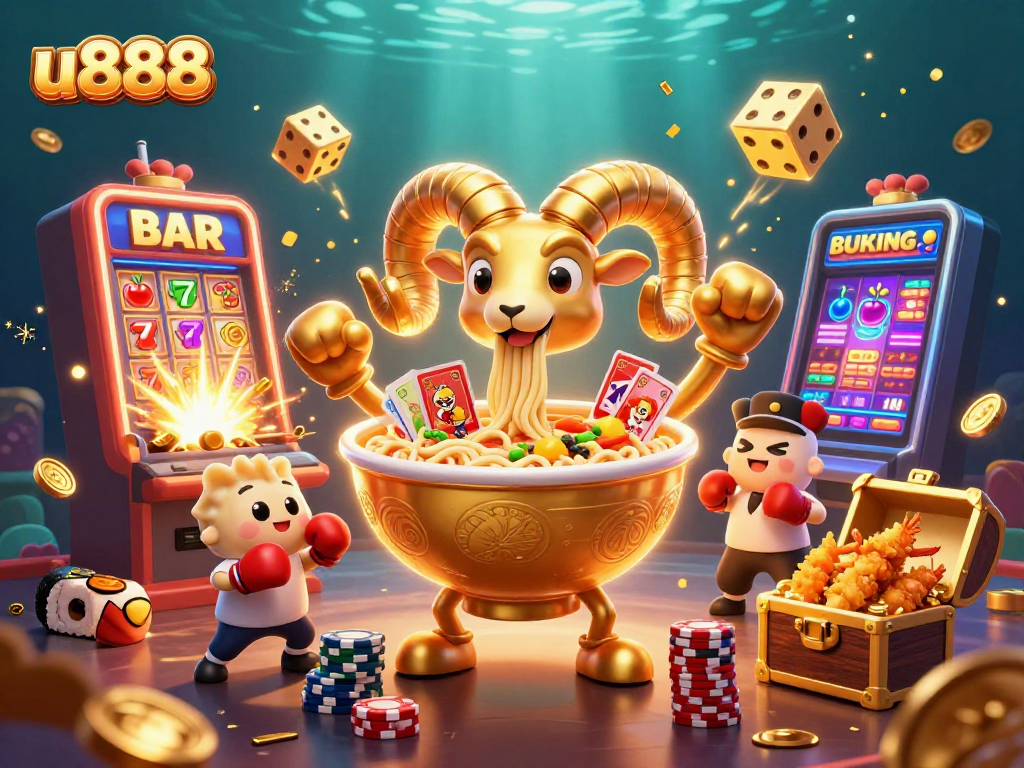 Experience thrilling gameplay at u888 with a dynamic casino scene featuring engaging characters and vibrant elements.