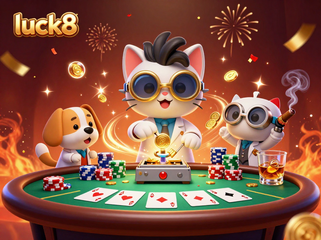 Experience thrilling gameplay at luck8 casino with vibrant poker action and whimsical characters.