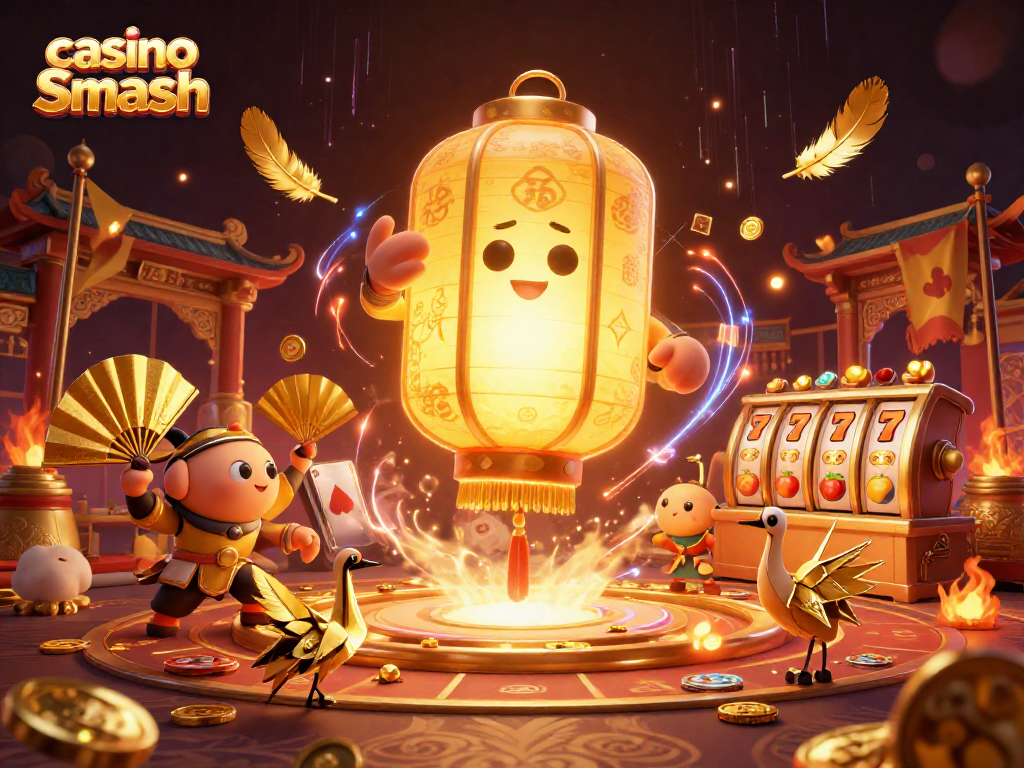 Experience thrilling gameplay at casino Smash with vibrant characters and dynamic elements in this engaging illustration.