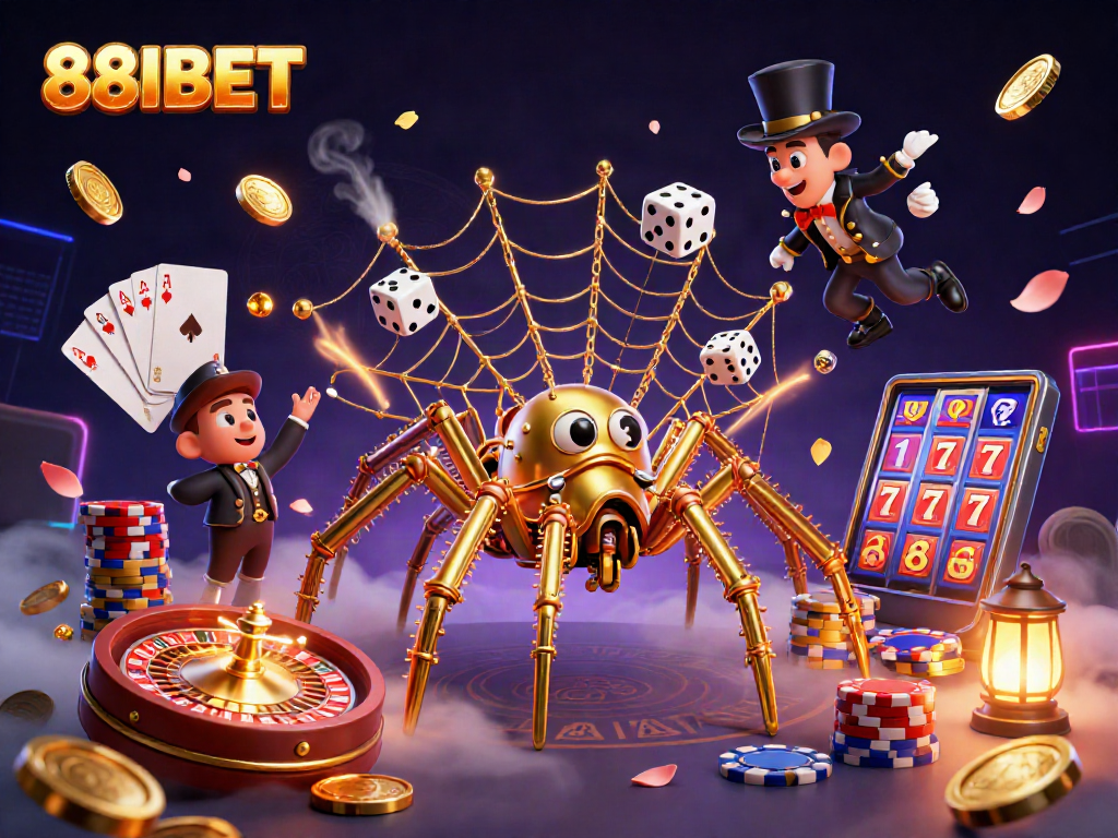 Experience thrilling gaming moments with 88IBET's exciting visual illustration of casino adventures.