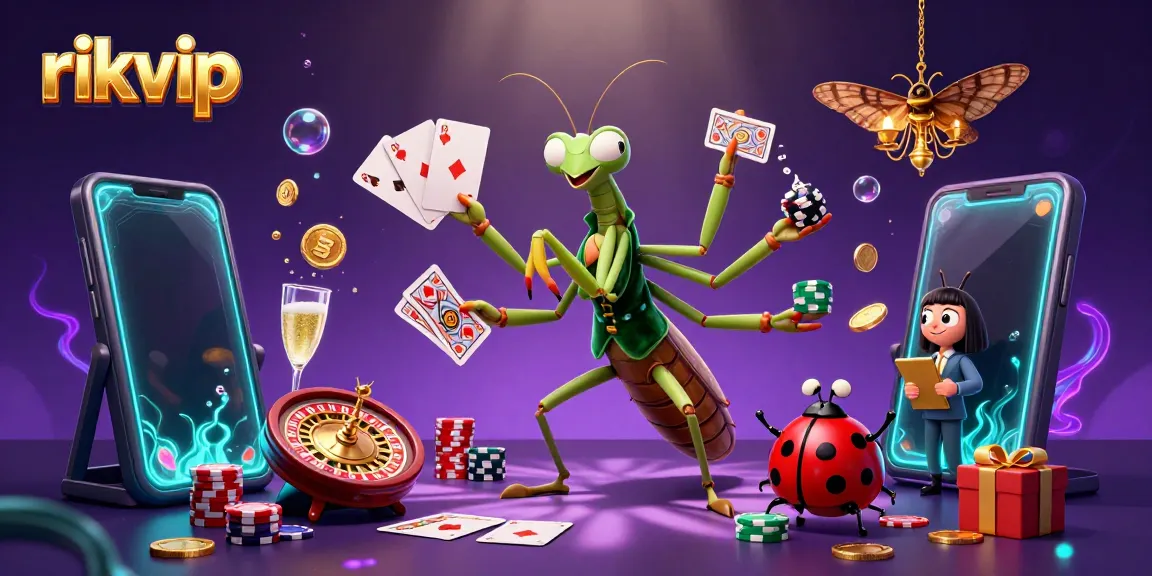 Experience the vibrant energy of rikvip with dynamic characters and exciting slot game elements in a lively casino scene.