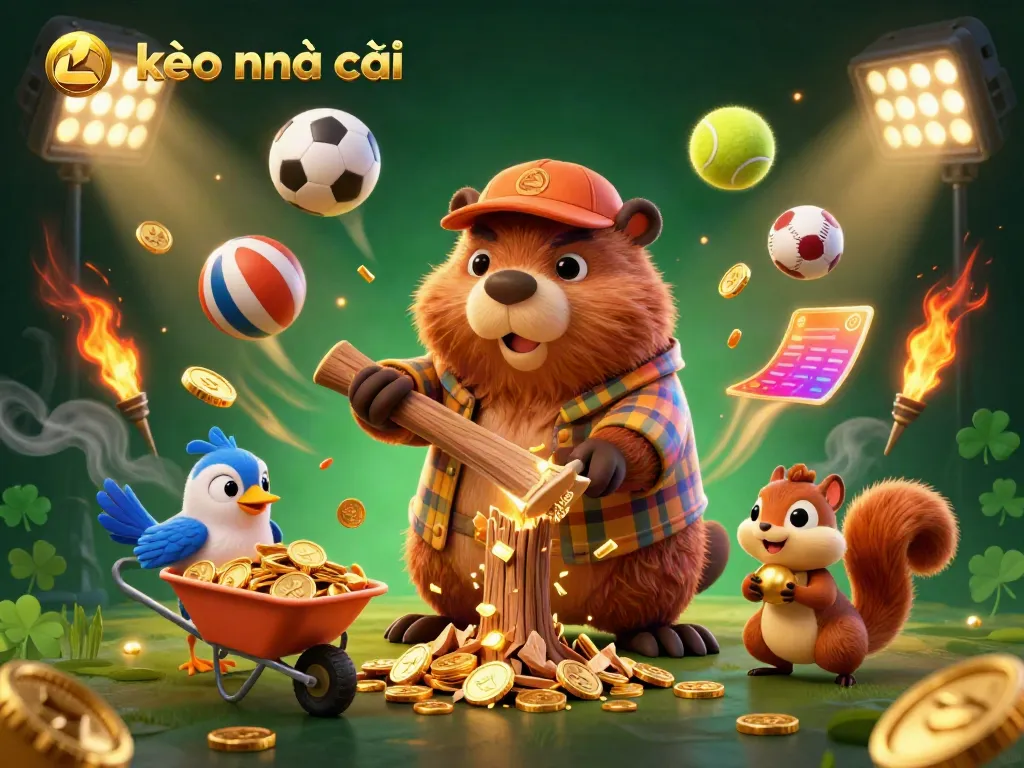 Experience the dynamic betting action with kèo nhà cái showcased through a vibrant 3D scene.