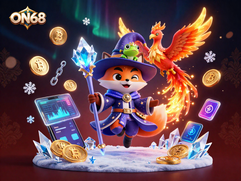 Engage in thrilling gameplay at ON68 with a mystical wizard fox, a fiery phoenix, and enchanted graphics.