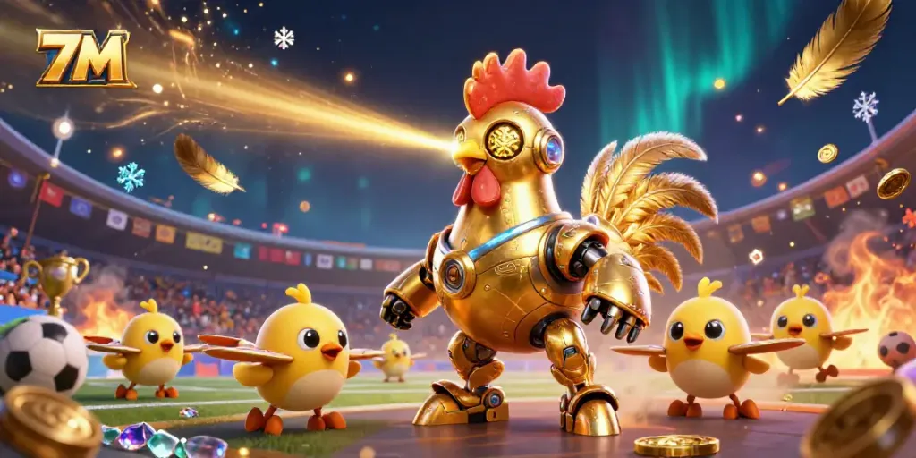 Get the latest 7M sports betting updates with dynamic, colorful visual representation of characters and elements.