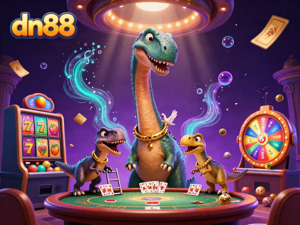 Engage with exciting dn88 casino games amidst a lively scene of fantasy characters.