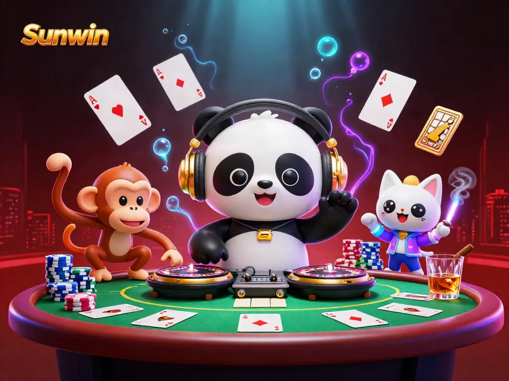 Engage players with thrilling Sunwin casino experiences in a vibrant 3D illustration.