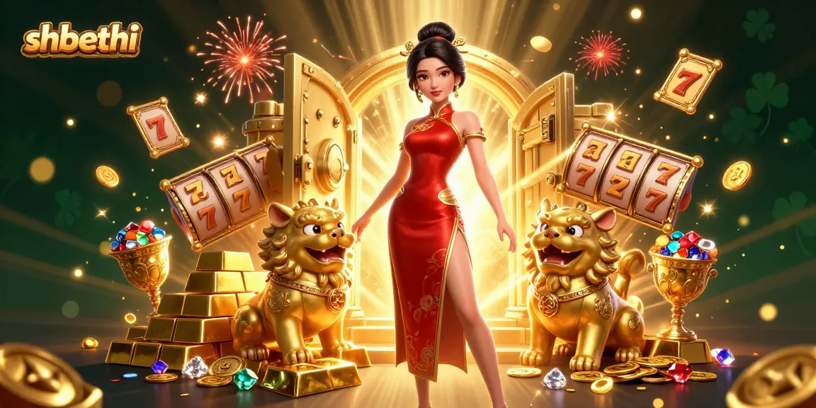 Engage with shbethi as glamorous characters illuminate a vibrant gaming scene with gold treasures.