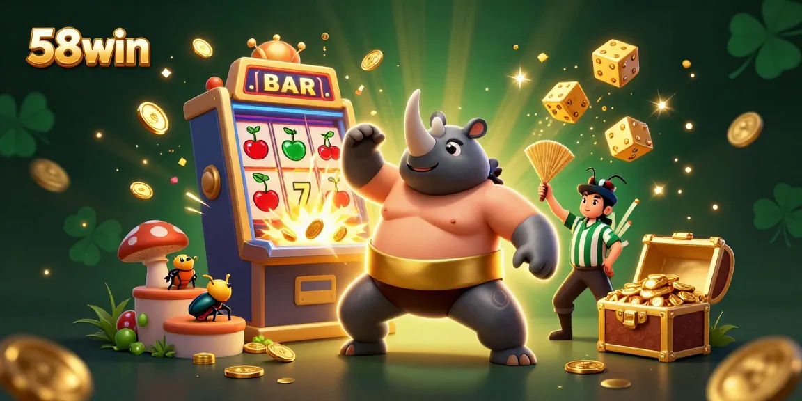 Experience the thrilling excitement of 58win with a lively scene of casino games and winning moments.