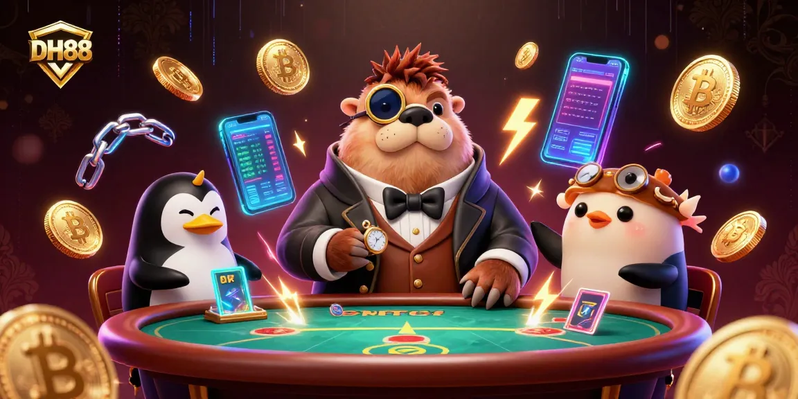 Experience the excitement of DH88 online gaming with a lively underwater poker scene featuring a walrus and friends.