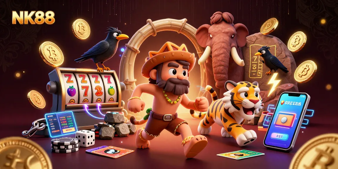 Experience thrilling gaming adventures with NK88, featuring vibrant characters and exciting casino elements.