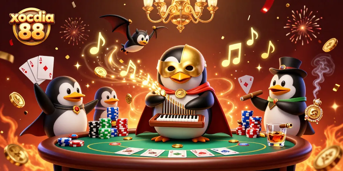 Experience the excitement of xocdia 88 with vibrant casino elements in a dynamic, colorful illustration.