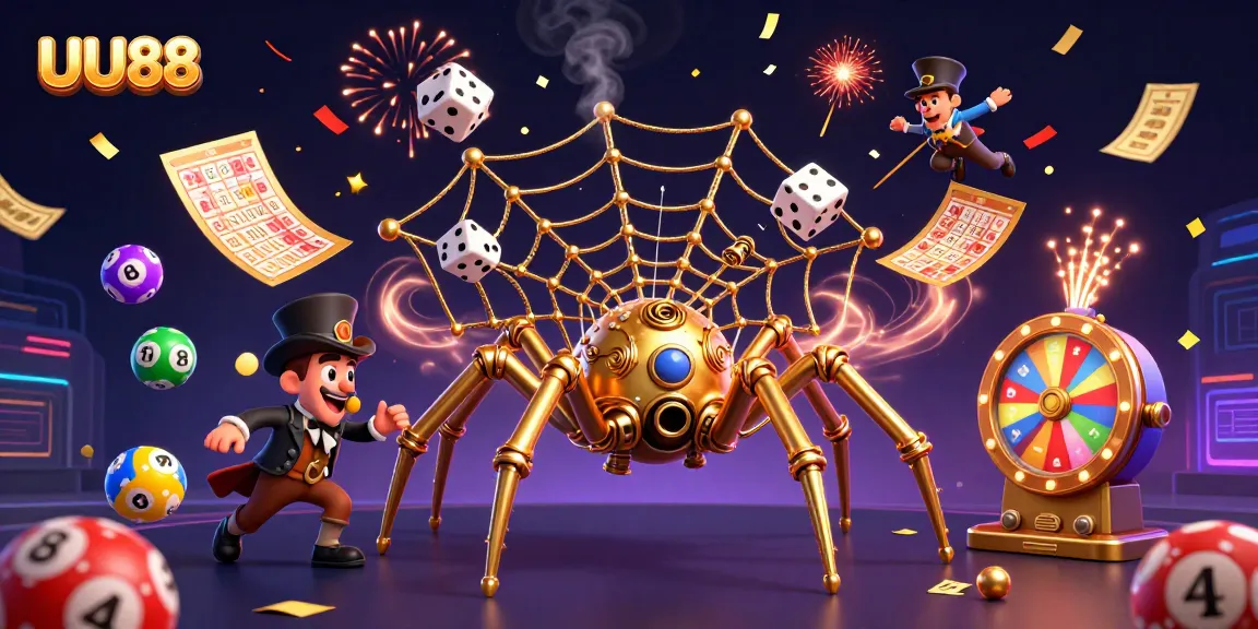 Experience the thrill of winning with UU88, surrounded by vibrant lottery balls and festive casino elements.