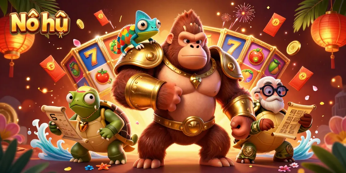 Nổ hũ game action featuring vibrant characters and dynamic casino elements in a rich 3D scene.