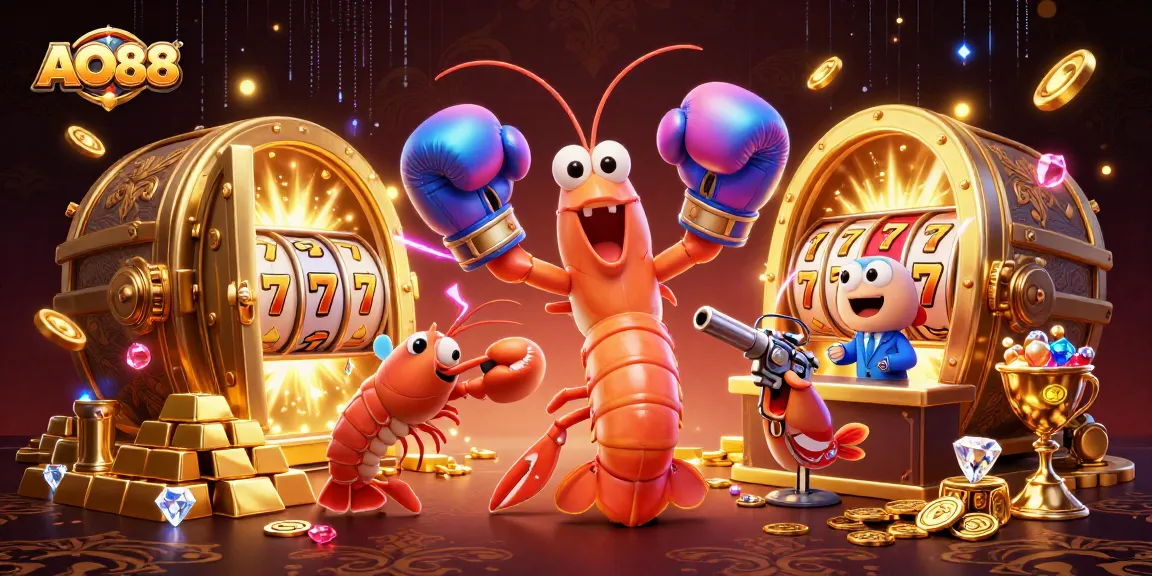 Engage with AO88's vibrant casino world featuring characters and jackpot symbols that showcase thrilling gameplay.