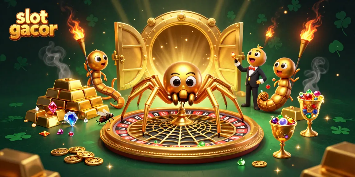 Experience the thrill of slot gacor as a golden spider weaves a roulette web of winning potential
