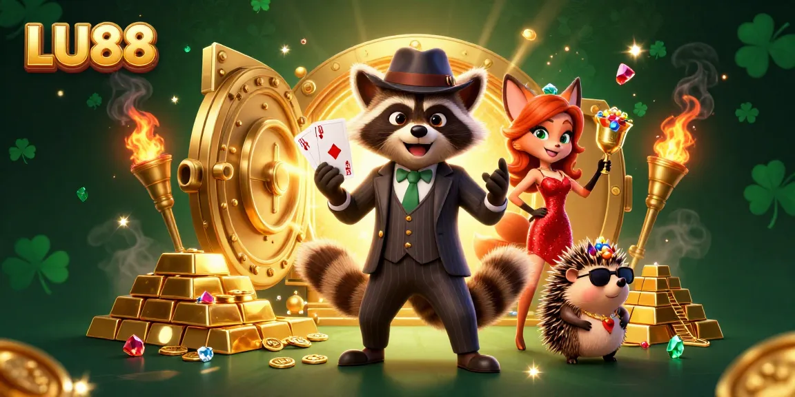 Join LU88 for thrilling high-stakes gameplay with cartoon characters in an exciting casino scene.