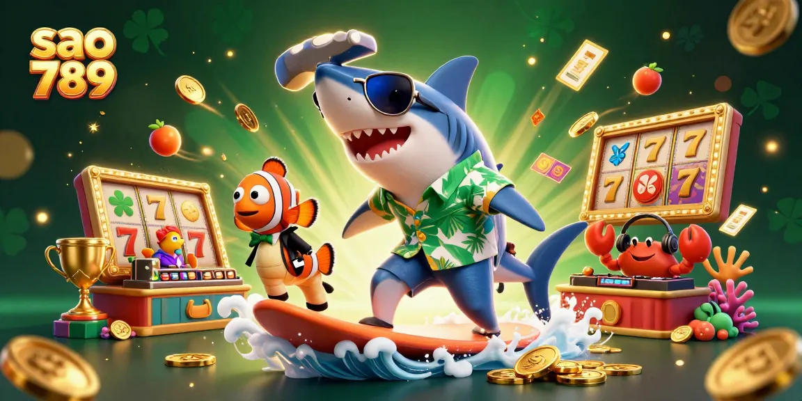 Surf the thrill of gaming with sao 789’s vibrant casino adventure filled with slot reels and golden treasures.