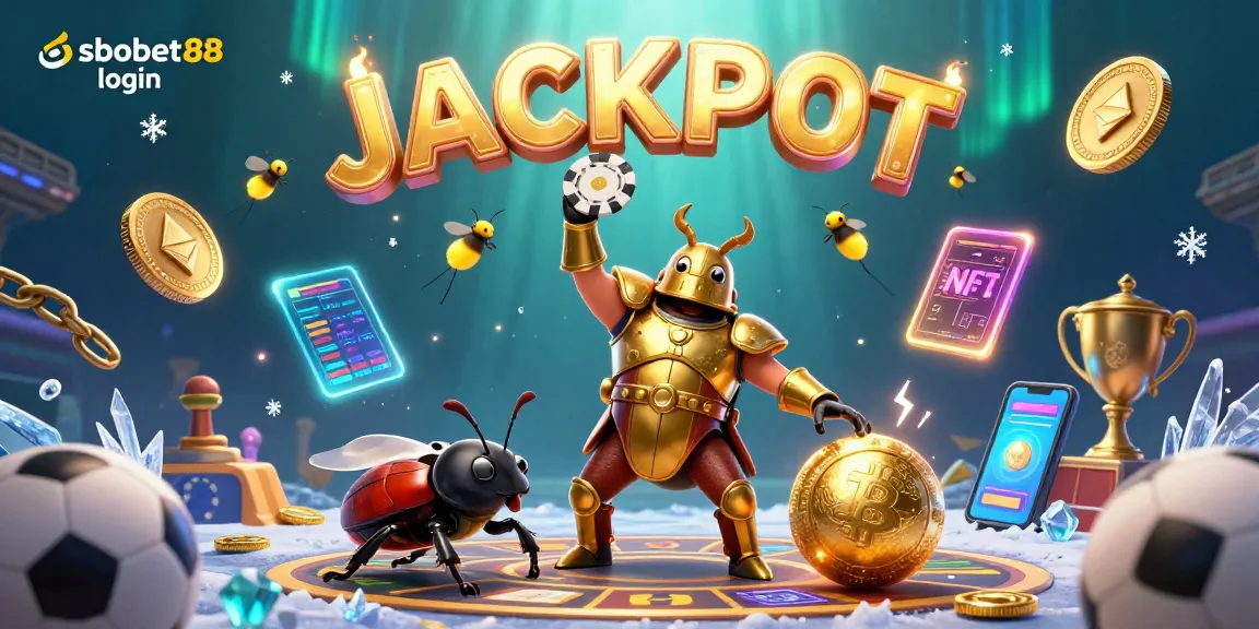 Experience sbobet88 login with a dynamic scene featuring a hercules beetle and exciting sports betting elements.