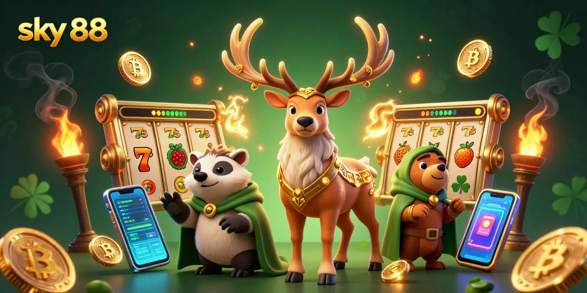 Engage with sky 88 as cartoon characters explore vibrant jackpot slots adventure.