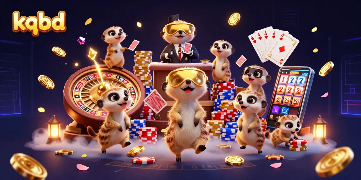 KQBD enhances the excitement of casino gaming with a bustling meerkat casino where lively characters interact amid vibrant gambling action.