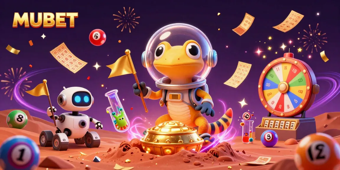 MUBET showcases an exciting 3D scene of a Martian gecko discovering a vibrant casino adventure.