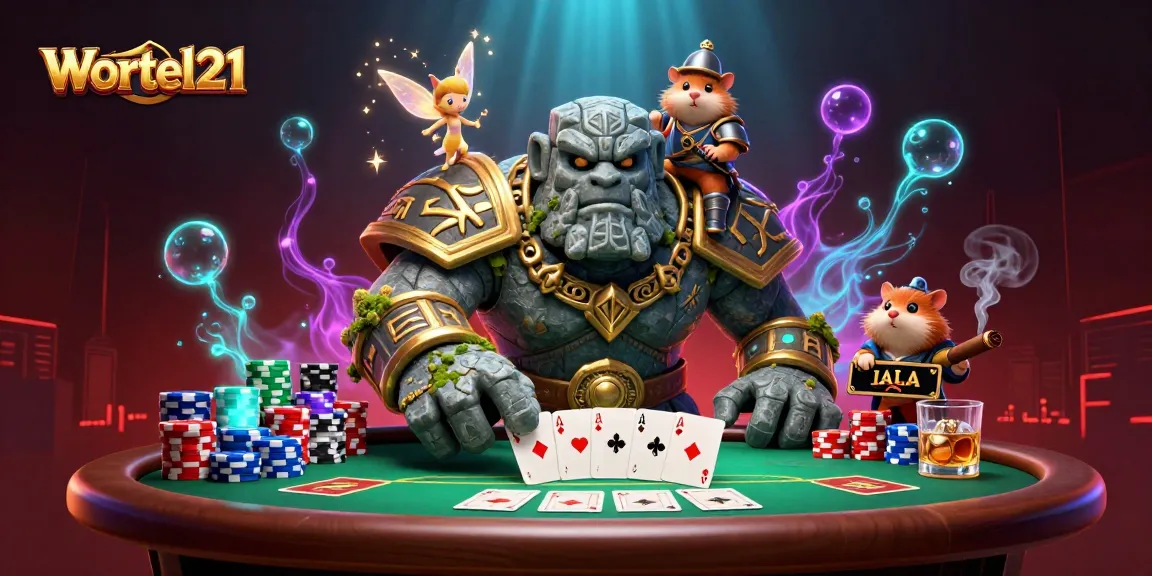 Wortel21 immerses players in an exciting poker showdown with vibrant characters and colorful chips.