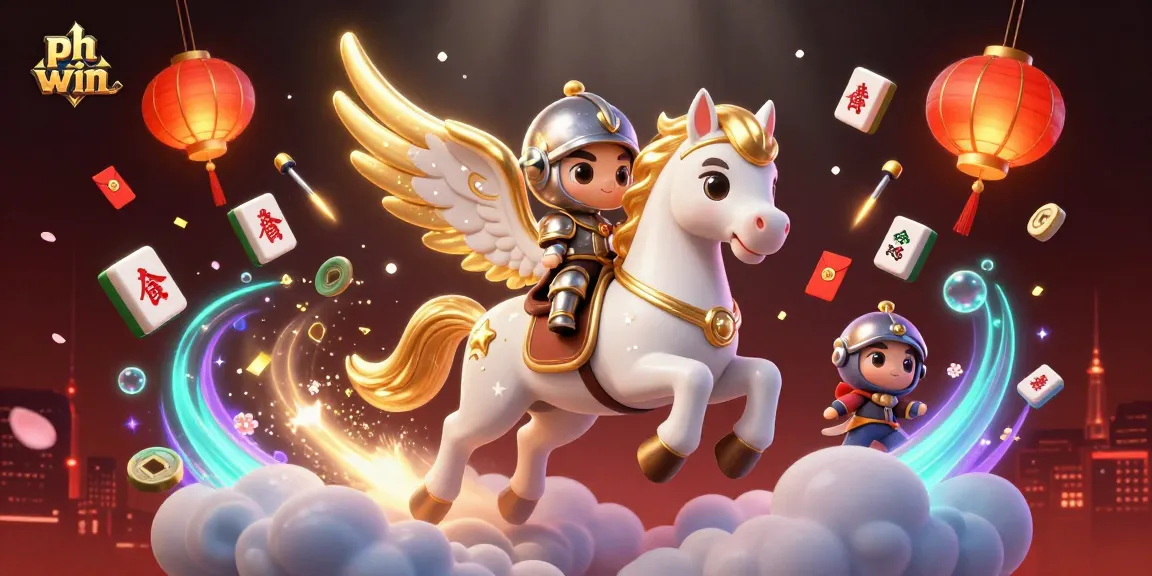 Experience the excitement of ph win with an armored knight and a celestial horse in a colorful, dynamic casino illustration.