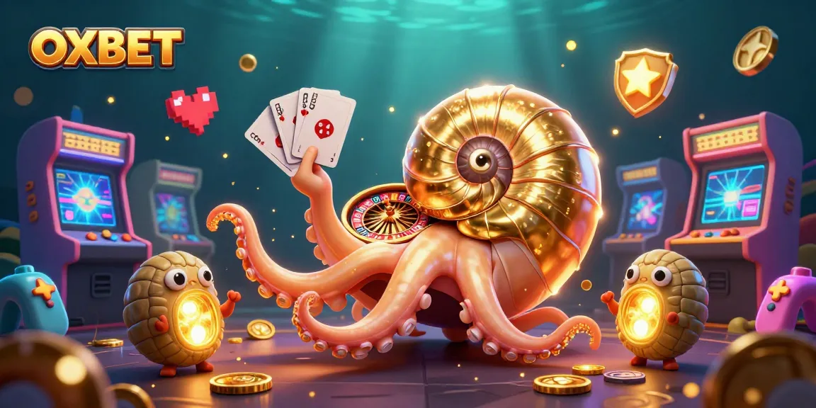 Experience OXBET with a giant nautilus roulette wheel and glowing companions in this vibrant casino scene.