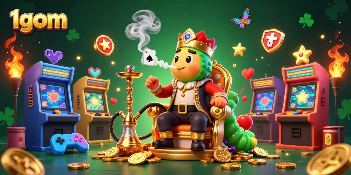 1gom bettors enjoying the gaming experience with golden symbols and vibrant arcade machines