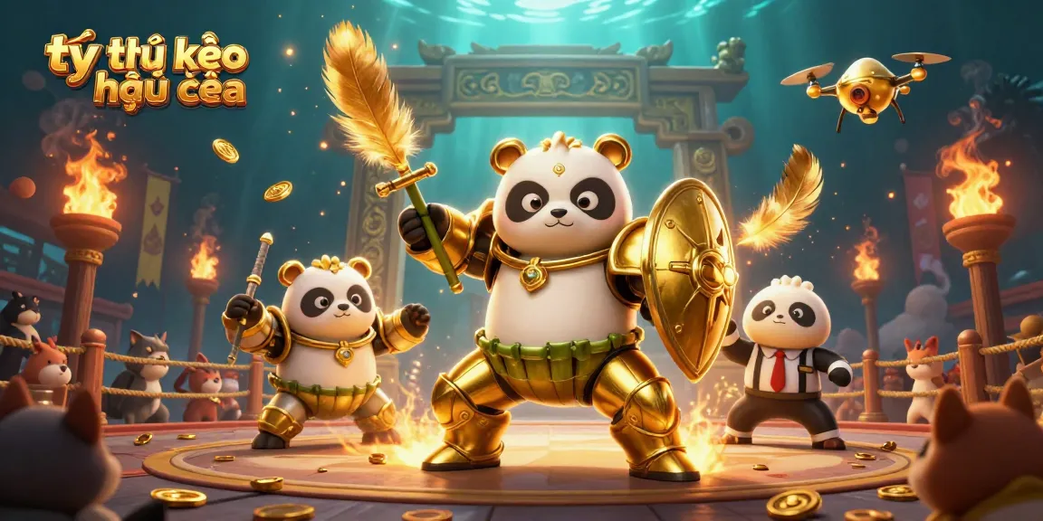 Experience action with tỷ lệ kèo nhà cái in a vibrant 3D illustration of a mech-suit panda and robot.