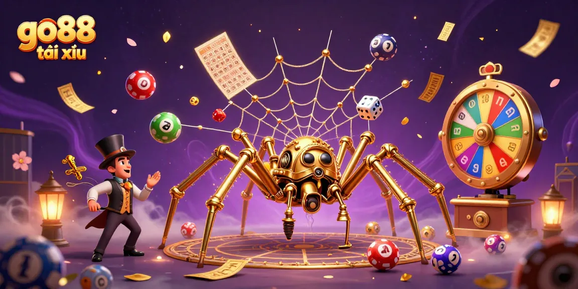Experience go88 tài xỉu excitement with a golden spider webbing lucky game elements.
