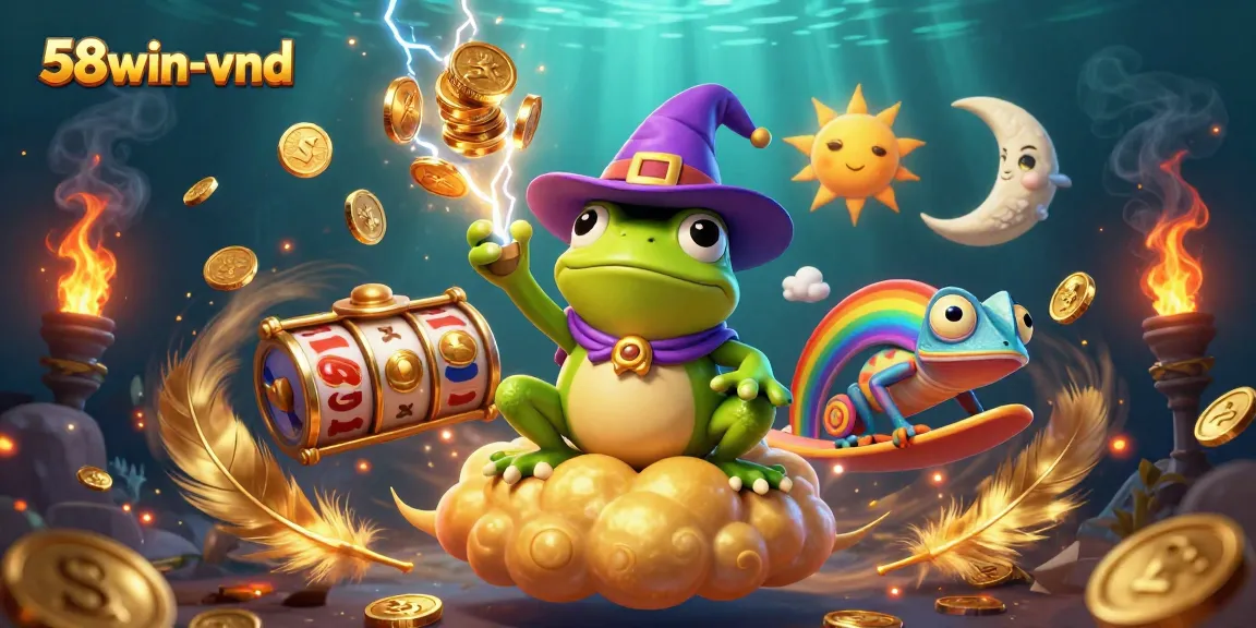Experience thrilling winnings with 58win-vnd's immersive cartoon gambling scene.