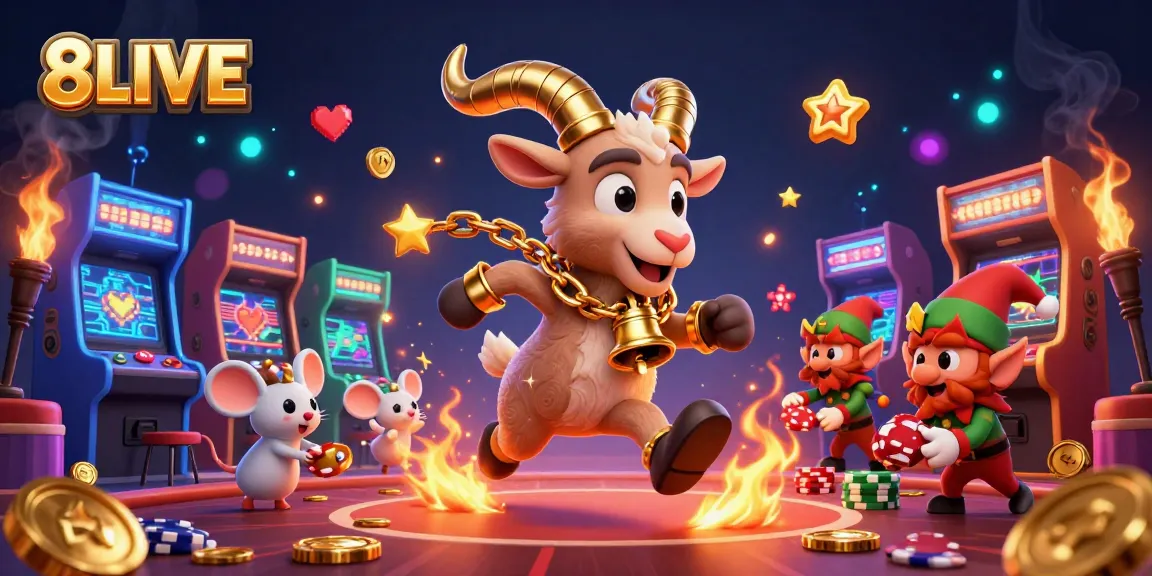 Bet on fun at 8LIVE: festive Krampus and helpers run a whimsical casino.