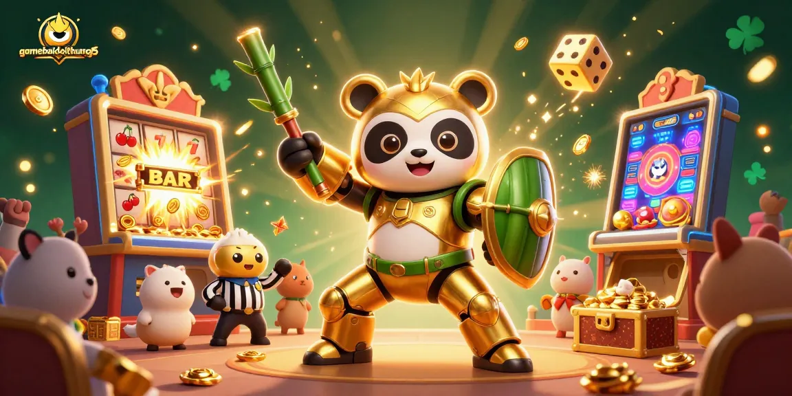 Experience the thrill of gamebaidoithuong5 with colorful casino games, golden treasures, and energetic characters.