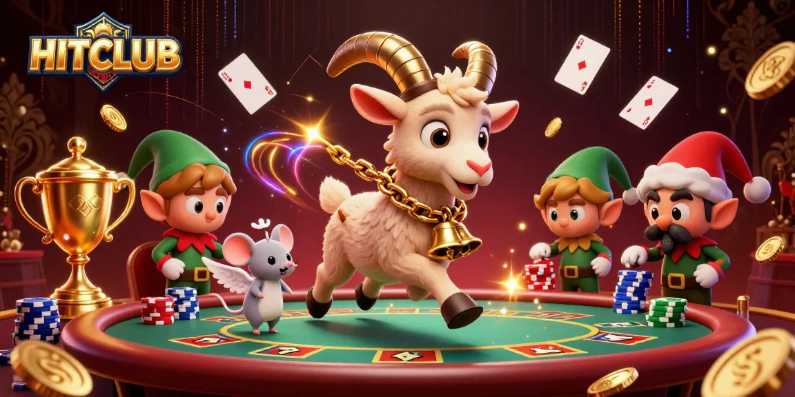 Engaging HITCLUB casino scene featuring poker tables and cartoon characters vying for victory.