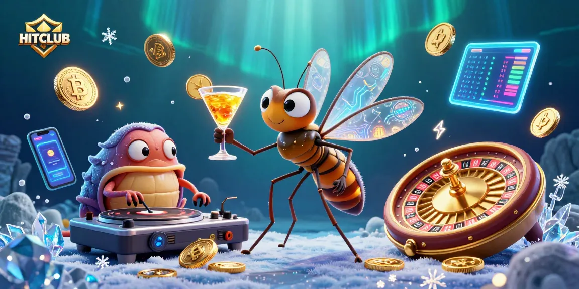 Experience thrilling games at HITCLUB with animated characters surrounded by vibrant casino elements.