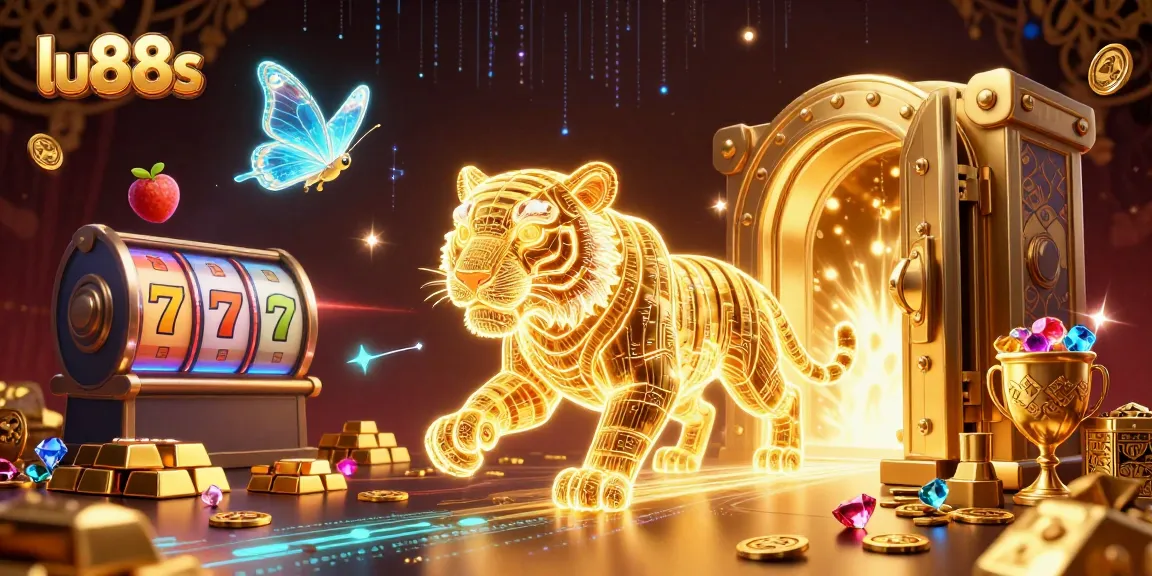 Experience the thrill of gaming at lu88s with a vibrant 3D casino illustration featuring a glowing tiger.