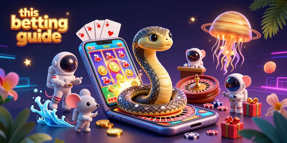 This betting guide illustrates an exciting casino scene with a Saturn ring snake and astronaut mice placing bets.